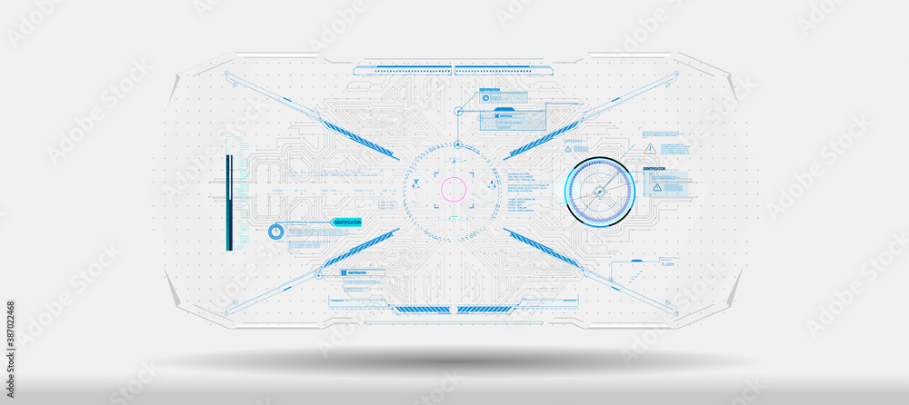 Fototapeta premium Callouts titles. Callout bar labels, information call box bars and modern digital info. Tech digital info boxes hud templates. Futuristic set advertising communication. Vector illustration
