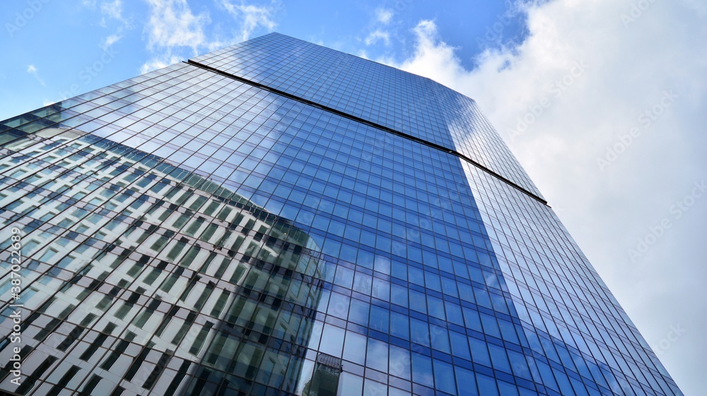 Bottom view of modern office buildings in the business district