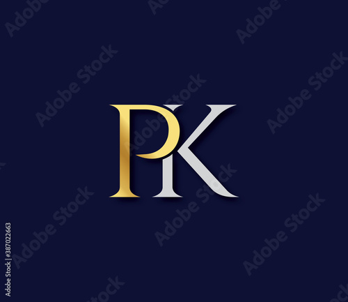 PK Alphabet Modern Logo Design Concept photo