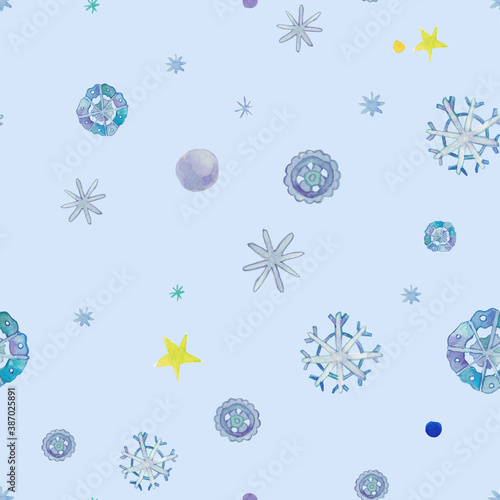 Seamless pattern with colorful snowflakes