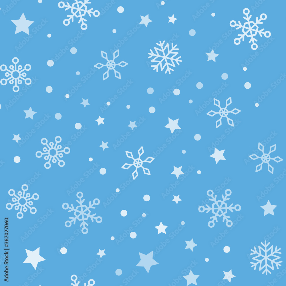 Snow vector pattern. Snowflake and stars seamless texture. Winter background. Vector elements. Snow vector pattern. Snowflake and stars seamless texture. Winter background. Vector elements.