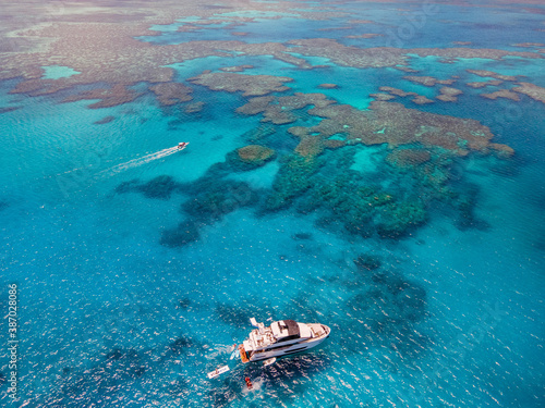 Super yacht on the Great Barrier Reef, Queensland photo