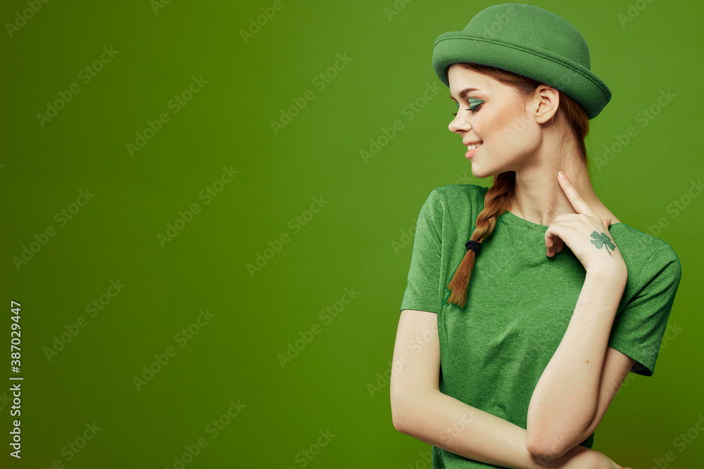 happy woman st patricks day green t-shirt hat shamrock holidays fun happy woman st patricks day green t-shirt hat shamrock holidays fun