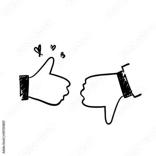 hand drawn doodle thumb icon illustration vector with drawing style