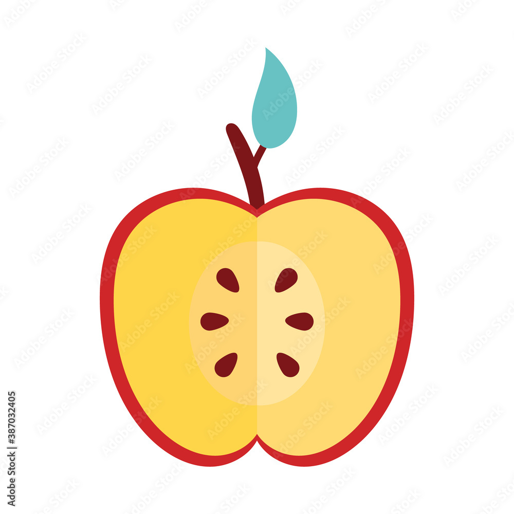 Obraz premium apple red half fresh fruit nature icon
