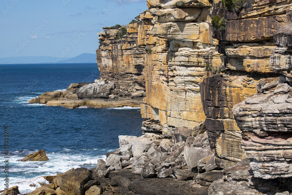 Sandstone cliffs and ocean, Royal National Park, Sydney Australia