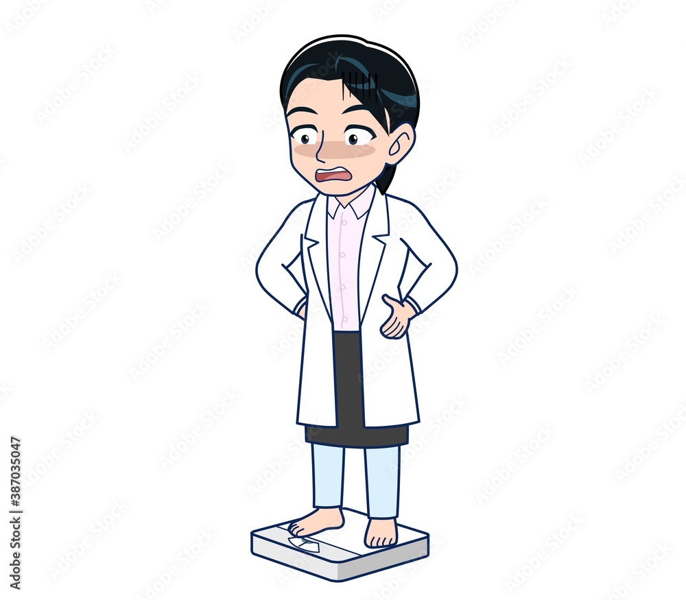 Fototapeta premium Young female doctor in a white lab coat