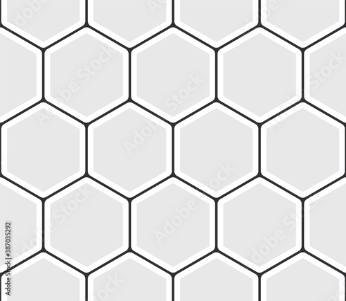 Fototapeta Naklejka Na Ścianę i Meble -  Honeycomb grid. Hexagon background. Honeycomb background. Hexagon grid. Monochrome hexagon honeycomb background. Seamless pattern.  Decorative wall decoration. Vector hexagon. Geometric backdrop.