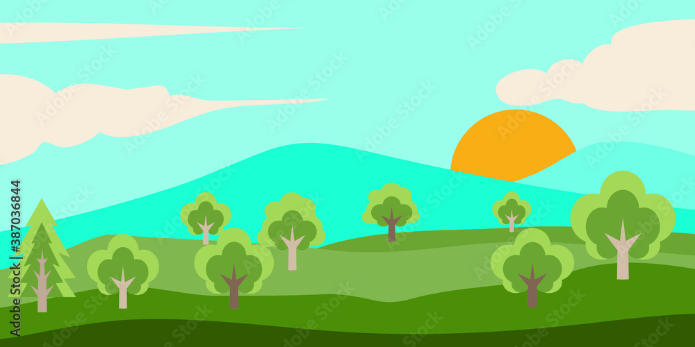 Obraz premium background landscape natur design vector illustration