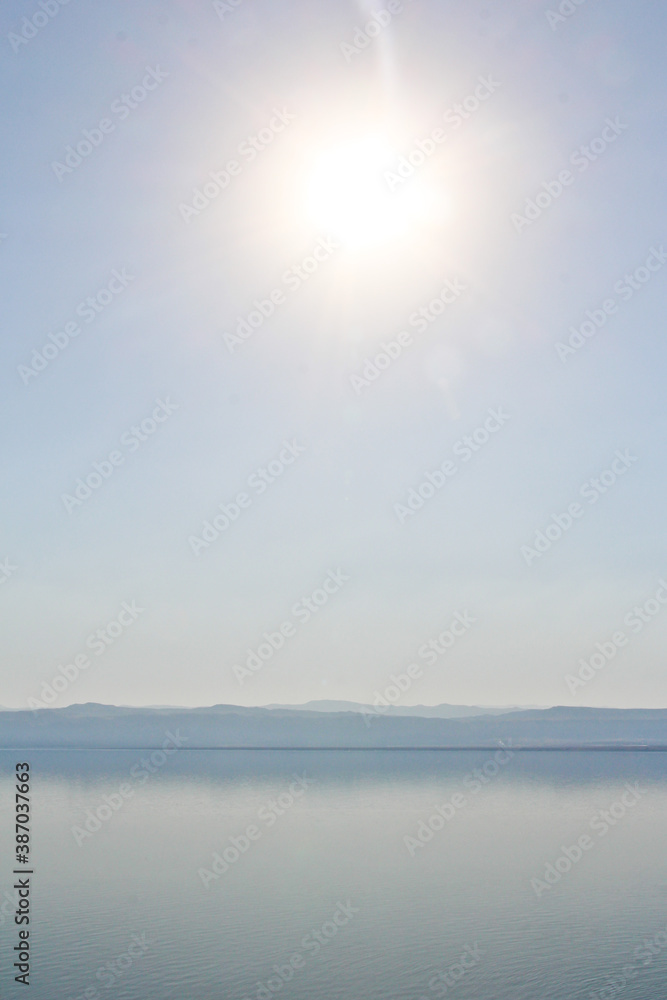 Sunrise over The Dead Sea. no people. space for copy.