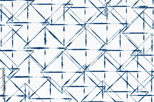 Indigo Blue Shibori Tie dye fabric texture pattern. White and Blue colors.