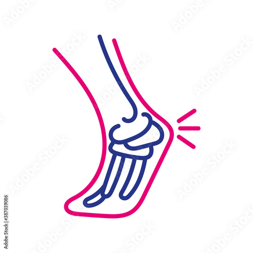 achilles heel pain line and fill style icon