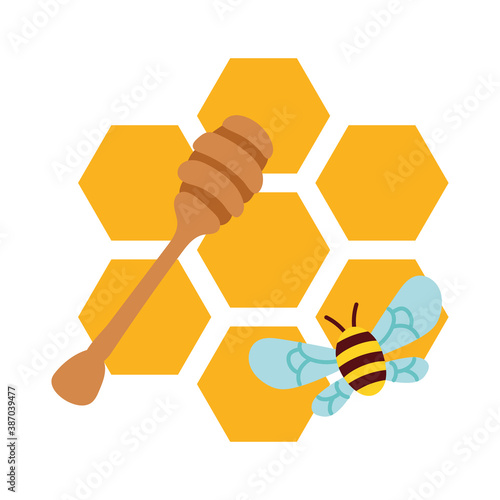 forms of honey sweet with bee flying