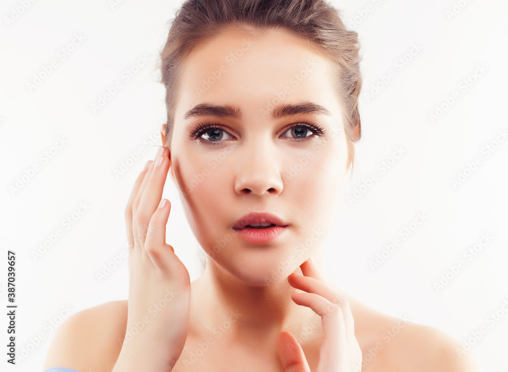 young pretty caucasian woman spa isolated on white background, beauty people making cosmetic care concept young pretty caucasian woman spa isolated on white background, beauty people making cosmetic care concept