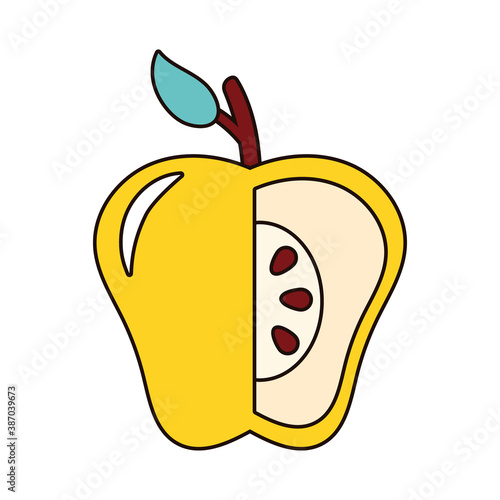 yellow apple without a portion fresh fruit nature icon