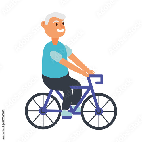 old man riding bicycle avatar character