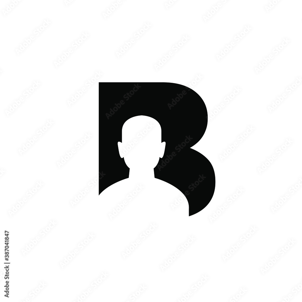 initial letter b human head face simple logo icon design vector illustration isolated white background initial letter b human head face simple logo icon design vector illustration isolated white background