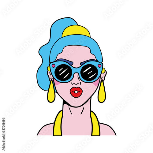 woman wearing sunglasses pop art style icon