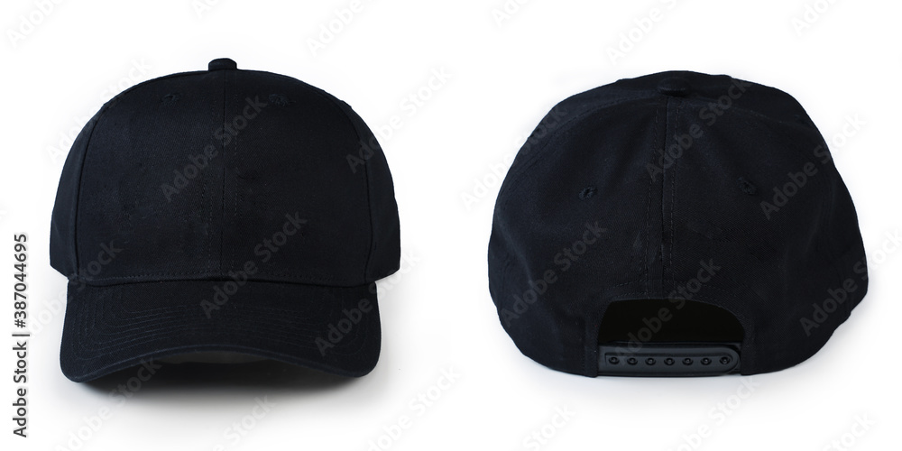 Black baseball cap in four different angles views. Mock up. Baseball