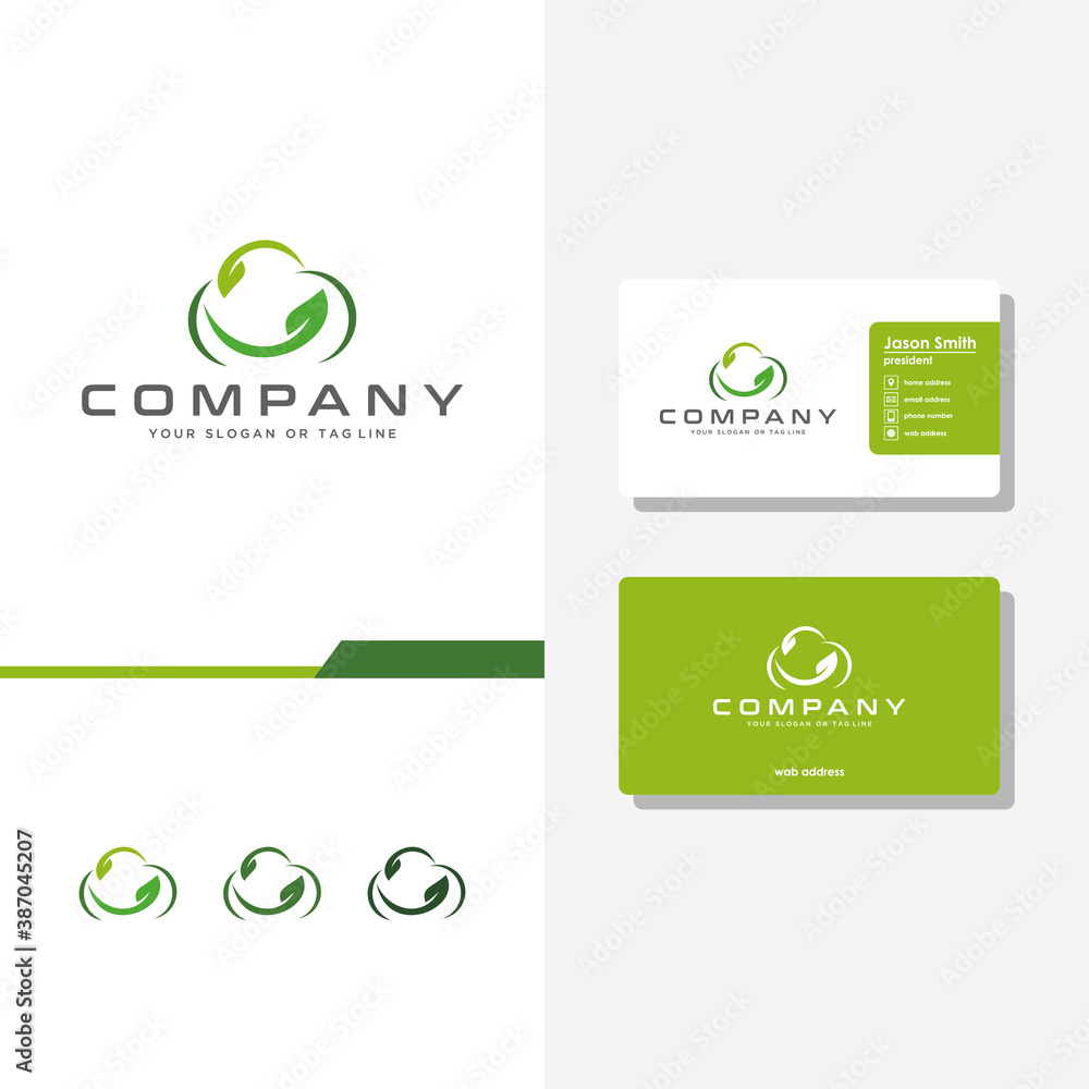 cloud leaf logo design and business card