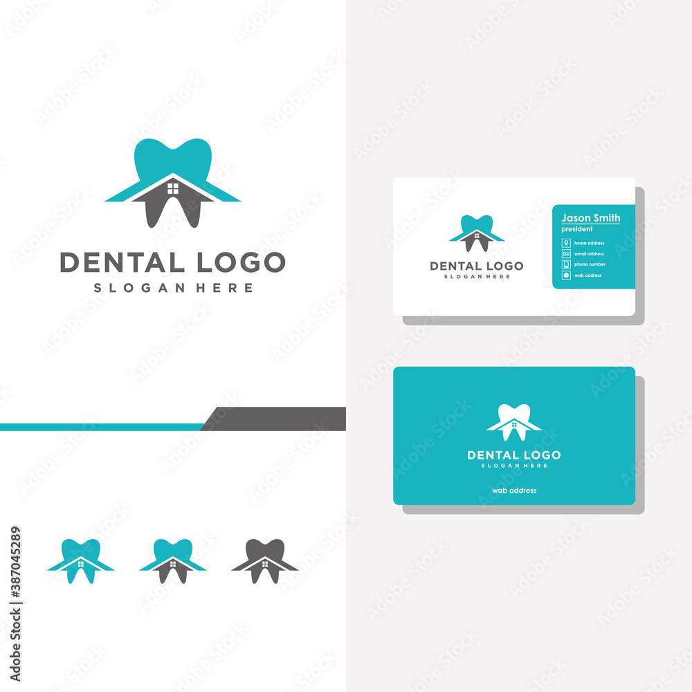 Fototapeta premium home dental logo design and business card vector