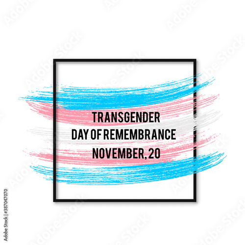 Transgender Day of Remembrance lettering with Transgender Pride Flag. LGBT community event on November 20. Easy to edit vector template for banners, signs, logo design, card, etc.