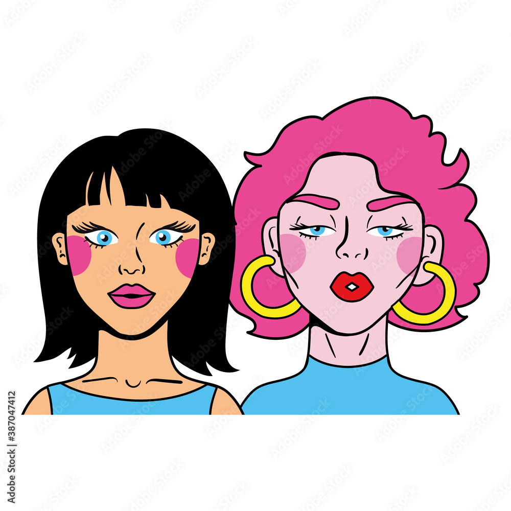 hair colors girls couple fashion pop art style hair colors girls couple fashion pop art style