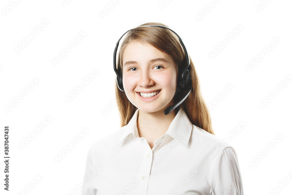 call center worker on an isolated white background call center worker on an isolated white background