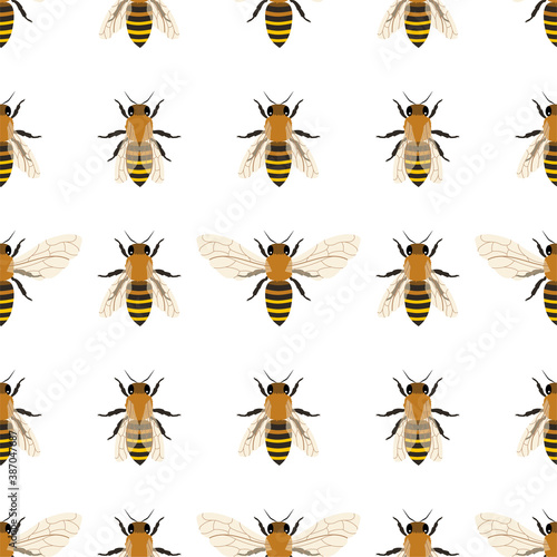 Vector seamless pattern with honey bee.  © Irina 27