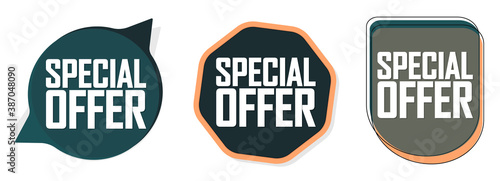 Set Special Offer tags, sale banners design template, vector illustration