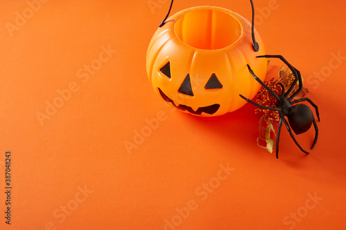 Halloween decoration pumpkin ghost and spider photo