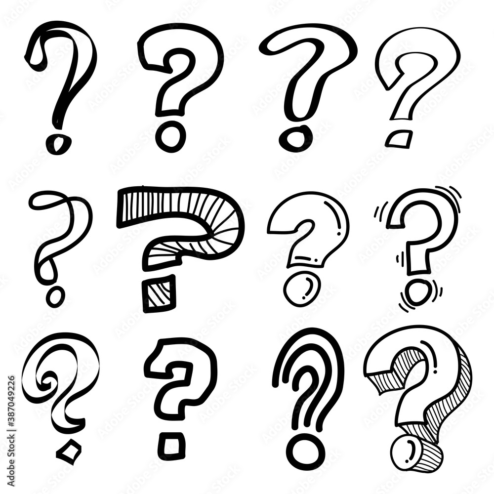 Set of hand drawn question marks. doodle questions marks. isolated on black and white. vector illustration. Set of hand drawn question marks. doodle questions marks. isolated on black and white. vector illustration.