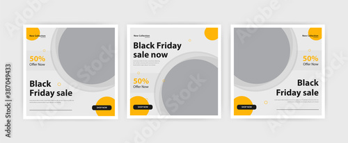 Black friday minimalist social media post banner set template