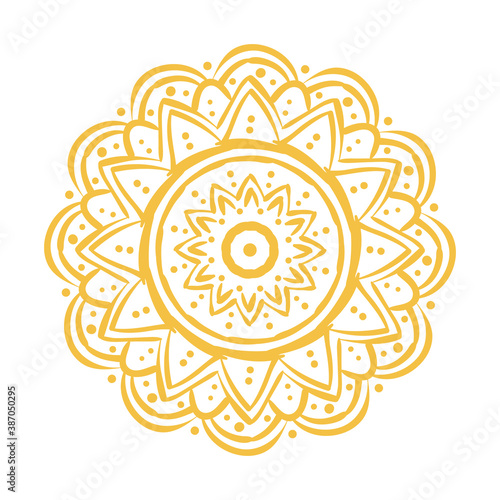 yellow mandala floral ethnicity isolated icon