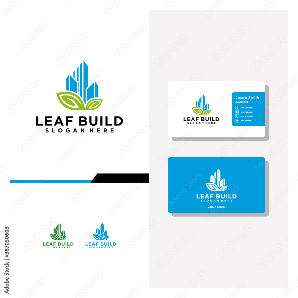 leaf city logo design and business card vector leaf city logo design and business card vector