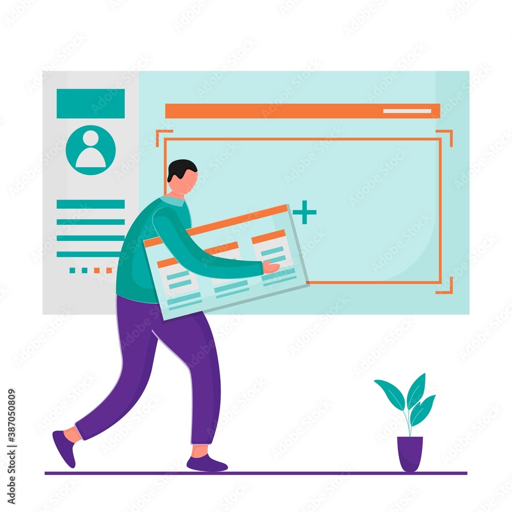 Illustration vector Wireframe concept with character in action. Flat vector simple element illustration from editable technology. Illustration vector Wireframe concept with character in action. Flat vector simple element illustration from editable technology.