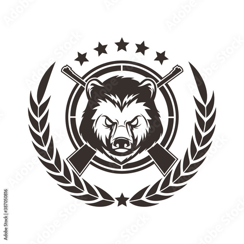 ector logo, badge, symbol, icon template design with Bear Theme
