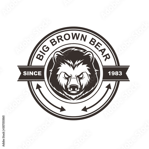 ector logo, badge, symbol, icon template design with Bear Theme
