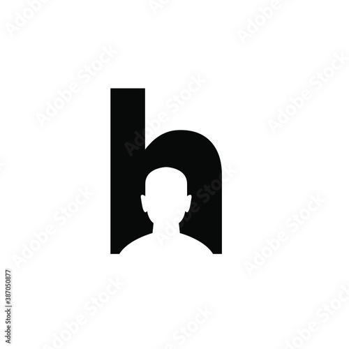 initial letter h human head face simple logo icon design vector illustration isolated white background