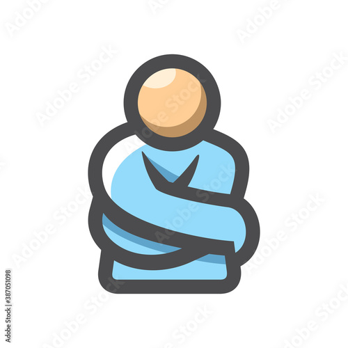 Crazy mad Man. Guy in a straight jacket. Vector icon Cartoon illustration