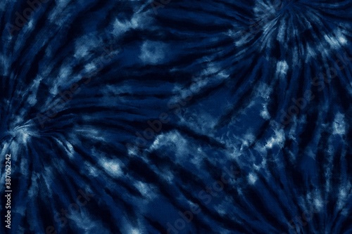Indigo Blue Shibori Tie dye fabric texture pattern. White and Blue colors.