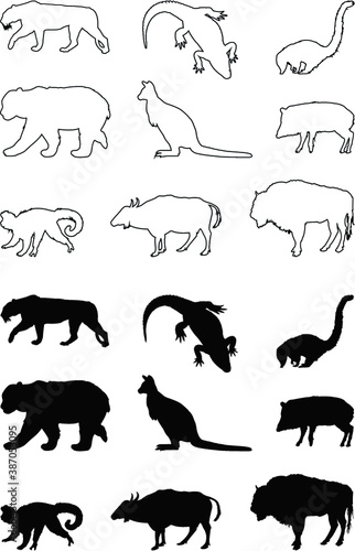 silhouettes of wild animals