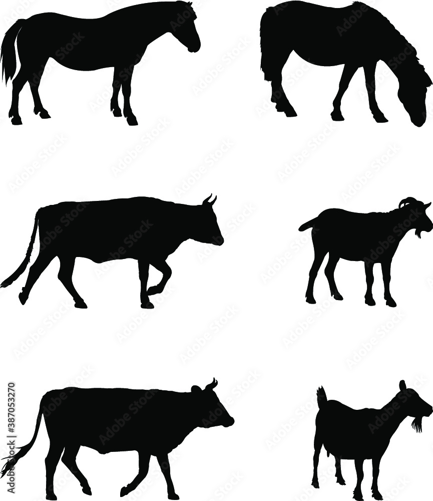 farm animals silhouettes