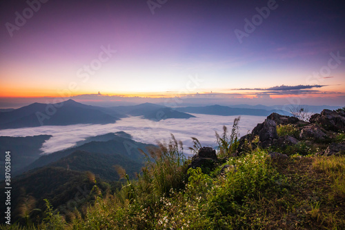 Doy-pha-tang, Landscape sea of mist on Mekong river in border of Thailand and Laos.