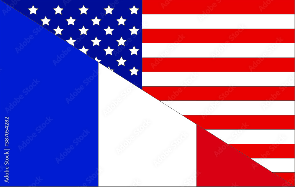 Fototapeta premium american and french flag