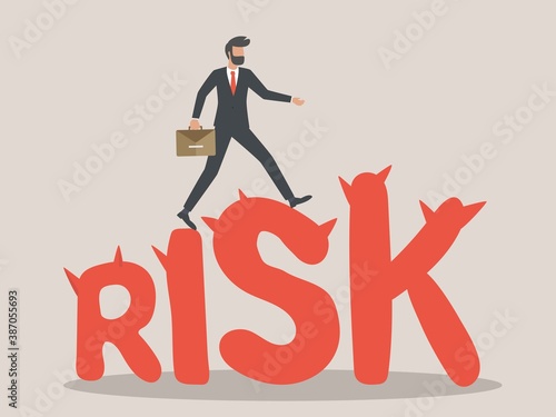 High risk high return stock market investment, trade off of risky investment asset rewarding growth return concept, confident smart investor walking on grow up Risk.