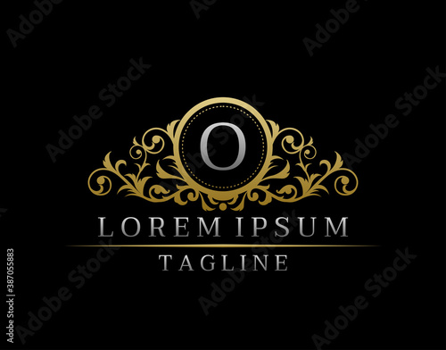 Luxury Boutique Letter O Monogram Logo, Vintage Golden Badge With Elegant Floral Design.