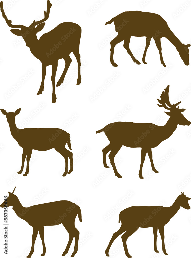 deer silhouette set deer silhouette set