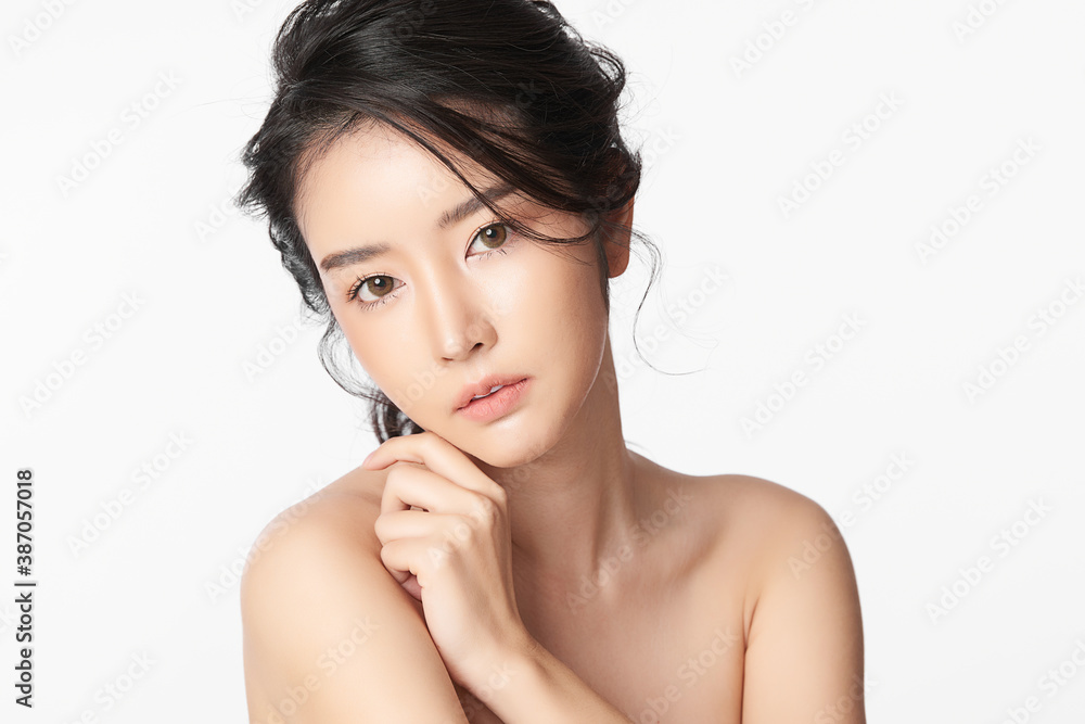 Beautiful young asian woman with clean fresh skin on white background, Face care, Facial treatment, Cosmetology, beauty and spa, Asian women portrait Beautiful young asian woman with clean fresh skin on white background, Face care, Facial treatment, Cosmetology, beauty and spa, Asian women portrait