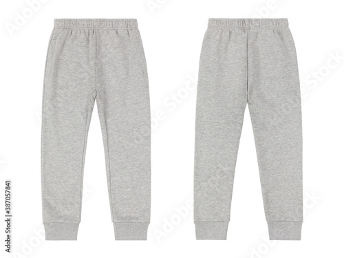 Grey kid's pants. Front and back view